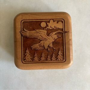 Carved Wood Magnetic Eagle Trinket Box